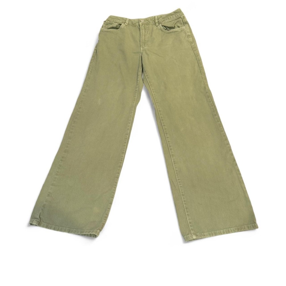 Garage olive green cotton wide-leg pants